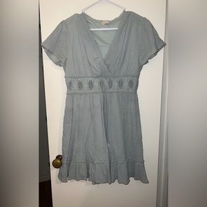 muted teal colored mini dress